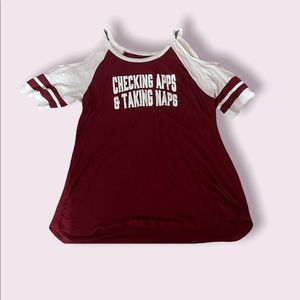 Cold shoulder-football tee